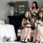 Edgy Bride sitting with bridesmaids